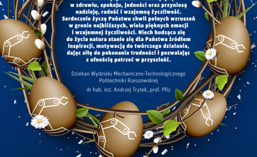 Życzenia Wielkanocne od studentów pracowników i Dziekanów WMT