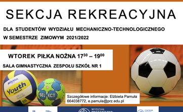 Zapraszamy studentów na zajęcia sekcji rekreacyjnej